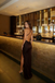 Sexy Chocolate Brown Satin Prom Dress V Neck Cutout High Slit Sleeveless Hot,OLP2149