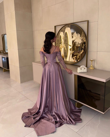 Unique Purple Off-Shoulder Mermaid Long Prom Dress Ideas, Evening Party Dresses, OLP1518