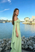 Sage Green One Shoulder Prom Dress Ruched Chiffon Sleeveless Floor Length Modern,OLP2261