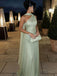 Elegant Green One Shoulder Prom Dress Sequin Embroidered Sheer Mesh Gown,OLP2084