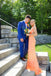 Elegant Orange V-Neck Mermaid Side Slit Long Prom Dress Ideas, Evening Party Dresses, OLP1447