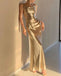 Sexy Gold Spaghetti Strap Mermaid Long Prom Dress Ideas, Evening Party Dresses, OLP1411
