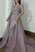 Unique Purple V-Neck Long Sleeve Mermaid Long Prom Dress Ideas, Evening Party Dresses, OLP1549