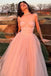 Dreamy Blush Pink Tulle Prom Gown Corset Top Sleeveless A-Line Ball Dress,OLP1838