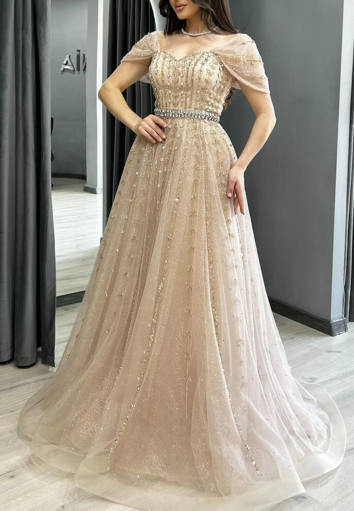 Elegant Pink Off-Shoulder A-Line Long Prom Dress Ideas, Evening Party Dresses, OLP1561