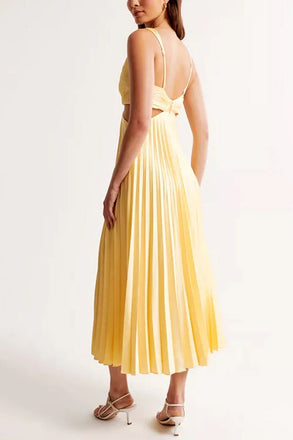 Elegant Yellow V-Neck A-Line Long Prom Dress Ideas, Evening Party Dresses, OLP1361