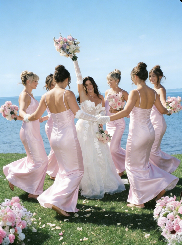 Sexy Strapless Satin Bridesmaid Dresses Slim Fit Mermaid Maid of Honori,BG960