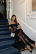Sexy Black Lace Mermaid Prom Dress Classy Off-Shoulder Sheer Bodice,OLP2197