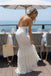 Beautiful White Halter Neck Mermaid Prom Dress Modern Plunging Ruffled Hem Gown,OLP2389
