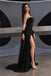 Classy Black Strapless Sequin Sheath Prom Dress Cape,OLP2466