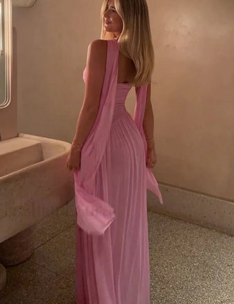 Sexy Pink Sweetheart A-Line Long Prom Dress Ideas, Evening Party Dresses, OLP1259