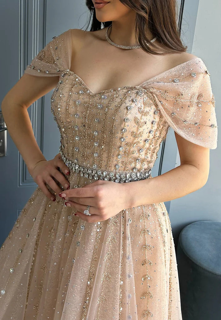 Elegant Pink Off-Shoulder A-Line Long Prom Dress Ideas, Evening Party Dresses, OLP1561