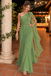 Classy Olive Green Pleated Prom Dress One Shoulder Cape Formal Evening Gown,OLP2458