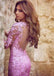 Sexy Applique Pink Long Sleeve Mermaid Long Prom Dress Ideas, Evening Party Dresses, OLP1501