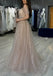 Elegant Pink Off-Shoulder A-Line Long Prom Dress Ideas, Evening Party Dresses, OLP1561