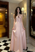 Fancy Pink Satin Prom Dress Halter Cut-out Floral Detail A-Line Gown,OLP1951