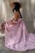 Unique Dusty Rose Off the Shoulder Puff Sleeve High Low Formal Gown,OLP2036