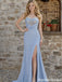 Beautiful Light Blue Prom Dress Beaded Bodice Side Slit Mermaid Gown,OLP1922