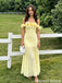 Modern Yellow Ruffled Off-Shoulder Party Dress Sheath Long Prom Dress,OLP2358