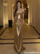 Sexy Gold Sequin Prom Dress Off Shoulder Ruched Bodice Mermaid Silhouette,OLP1979