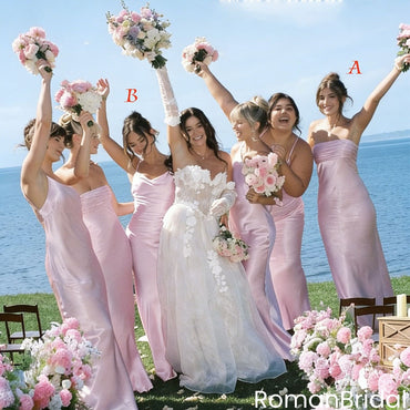 Sexy Strapless Satin Bridesmaid Dresses Slim Fit Mermaid Maid of Honori,BG960