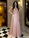 Fancy Pink Satin Prom Dress Halter Cut-out Floral Detail A-Line Gown,OLP1951