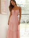 Elegant Pink Chiffon A-Line Maxi Dress with Ruffled Tiered Skirt Prom Dress,OLP1755