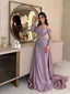 Unique Purple Off-Shoulder Mermaid Long Prom Dress Ideas, Evening Party Dresses, OLP1518