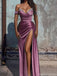 Sexy Purple Off-Shoulder Sleeveless Mermaid Side Slit Long Prom Dress Ideas, Evening Party Dresses ,OLP1179