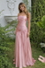 Glamorous Pink Ruched Satin Strapless Prom Dress Mermaid Floor Length Party Gown,OLP1850