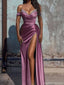 Sexy Purple Off-Shoulder Sleeveless Mermaid Side Slit Long Prom Dress Ideas, Evening Party Dresses ,OLP1179