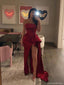 Sexy Burgundy Sweetheart Mermaid Side Slit Long Prom Dress Ideas, Evening Party Dresses, OLP1639