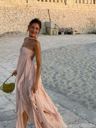 Elegant Pink Sweetheart A-Line Long Prom Dress Ideas, Evening Party Dresses, OLP1294