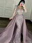 Unique Purple V-Neck Long Sleeve Mermaid Long Prom Dress Ideas, Evening Party Dresses, OLP1549