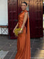 Elegant Orange Halter Mermaid Long Prom Dress Ideas, Evening Party Dresses, OLP1482