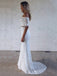 Newest Two-pieces Mermaid Half Sleeves Full Lace Long Wedding Dresses, WD0479