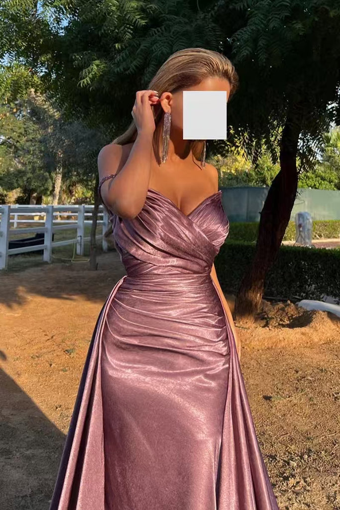Gorgeous Purple Off-Shoulder Sleeveless Mermaid Long Prom Dress Ideas, Evening Party Dresses ,OLP1180