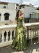 Elegant Light Blue Satin Off-the-Shoulder Tiered Ruffle Maxi Prom Dress,OLP2377