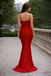 Sexy Spaghetti Strap V-neck Sleeveless Mermaid Satin Long Prom Dresses With Trailing For Party Online, OL417