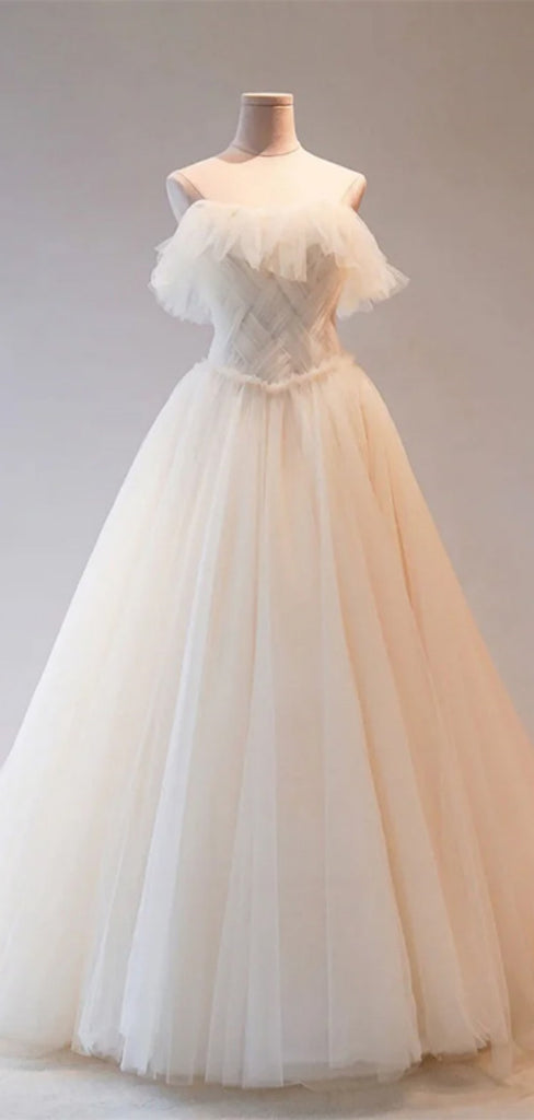 Elegant Sweetheart Tulle Long Prom Dresses, WGP214