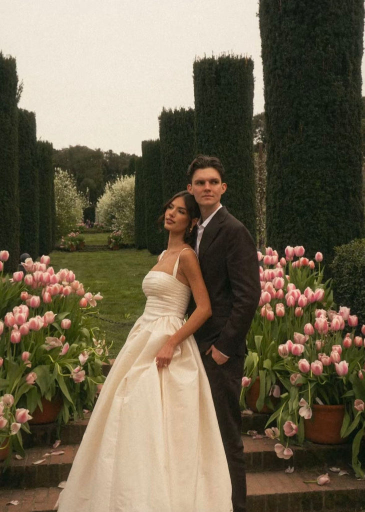 Elegant Ivory Spaghetti Strap Sleeveless Long Wedding Dresses With Sweep Trailing,WD0571