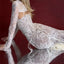 Elegant White Lace Long Sleeve Mermaid Long Prom Dress Ideas, Evening Party Dresses , OLP1203