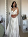 Soft Spaghetti Strap V-neck Sleeveless A-line Satin Long Prom Dresses Online, OL511