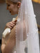 Elegant Simple Sweet Floral Pearls Long Bridal Veil