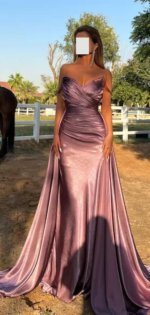 Gorgeous Purple Off-Shoulder Sleeveless Mermaid Long Prom Dress Ideas, Evening Party Dresses ,OLP1180