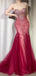 Sparkly Red Sweetheart Mermaid Long Prom Dress Ideas, Evening Party Dresses, OLP1668