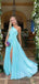 Elegant Blue One-Shoulder Mermaid Side Slit Long Prom Dress Ideas, Evening Party Dresses, OLP1475