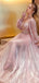 Elegant Pink Long Sleeve A-Line Long Prom Dress Ideas, Evening Party Dresses, OLP1640