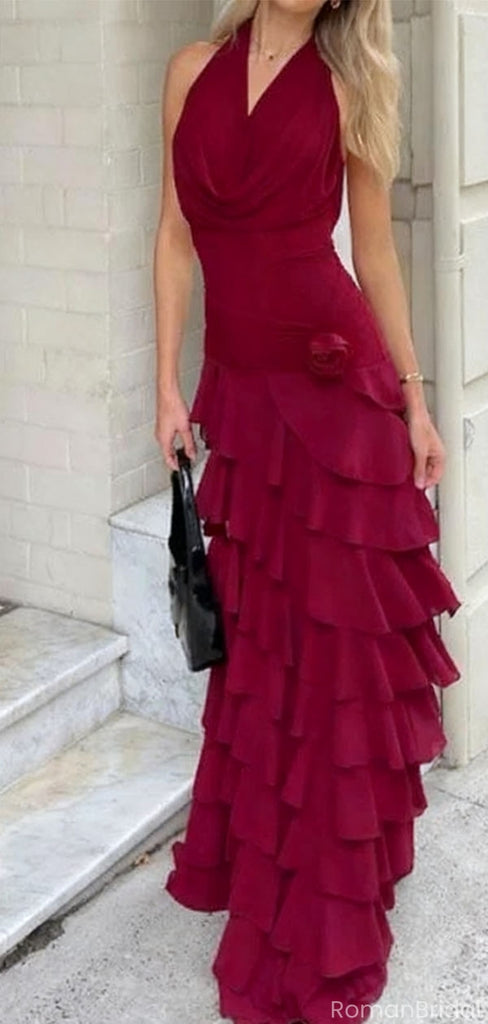 Sexy Red V-Neck Mermaid Long Prom Dress Ideas, Evening Party Dresses, OLP1415