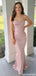 Fancy Pink Shimmer Strapless Mermaid Prom Dress,Evening Party Dress,OLP1869